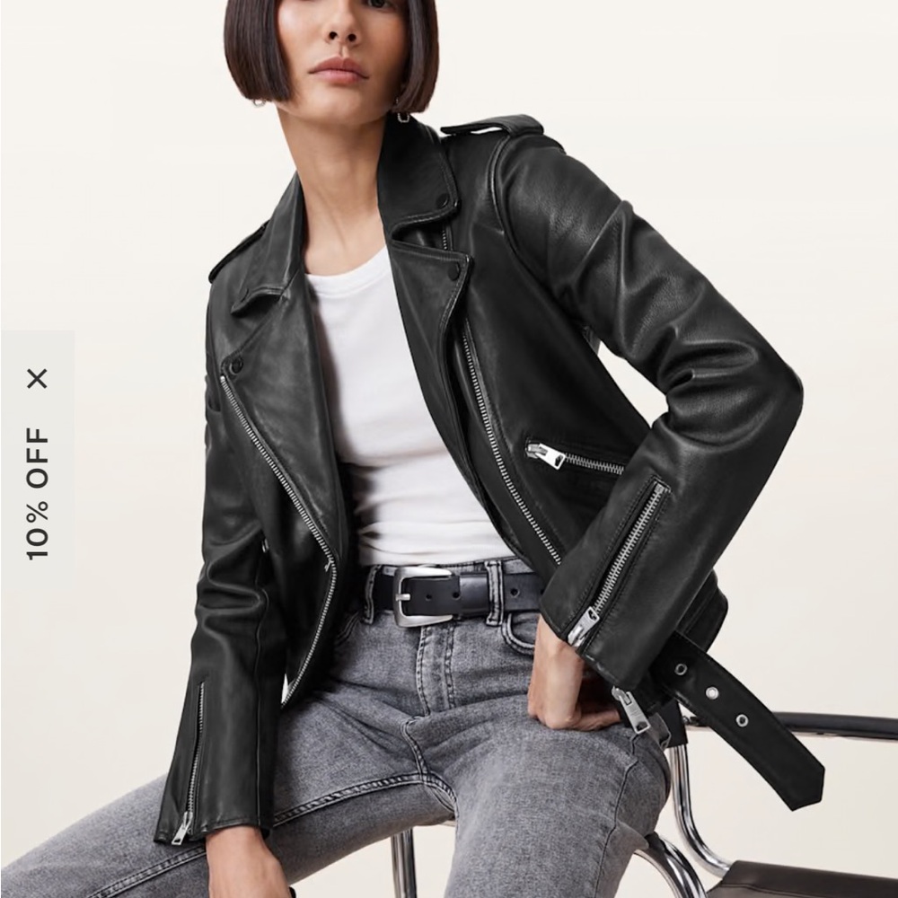 All Saints Balfern Black Biker Leather Jacket